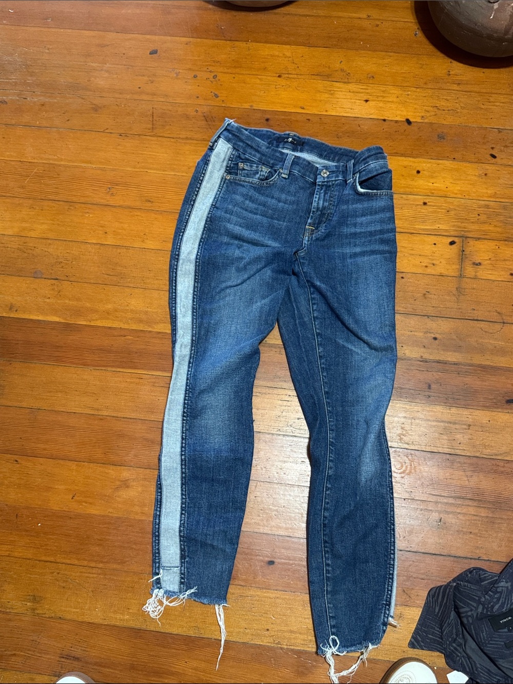 7 For All Mankind Dark Blue Jeans with Light Side Stripe